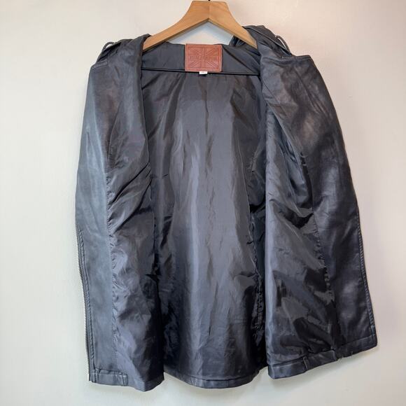 Miss London Women's Faux Leather Zip Hoodie Vest Dark Gray Size Large - Picture 7 of 9